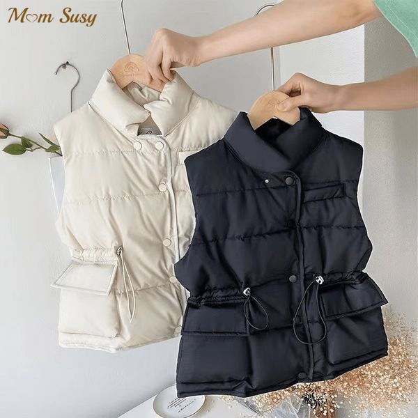Colete moda bebê menina menino colete grosso sem mangas primavera outono inverno algodão acolchoado jaqueta quente roupas infantis 2 14 anos 230620