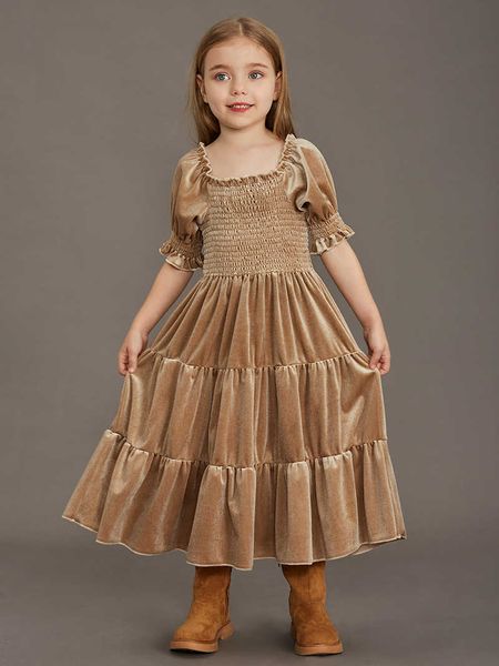 Mädchenkleider Neue Prinzessin Mädchen Samt Klassisches Retro-Kleid Kleidung Baby Kinder Prinzessin Partykleid Kinder Weihnachtskleidung für 4-12 Jahre AA230531