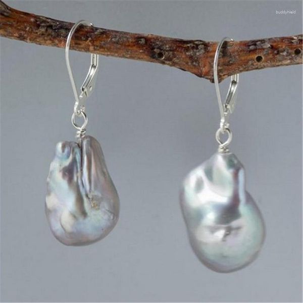 Ohrhänger, 11–14 mm, Silber, barocke Südsee-Perlen-Ohrringhaken, klassischer Schmuck, Geschenk, unregelmäßig, hypnotisierend