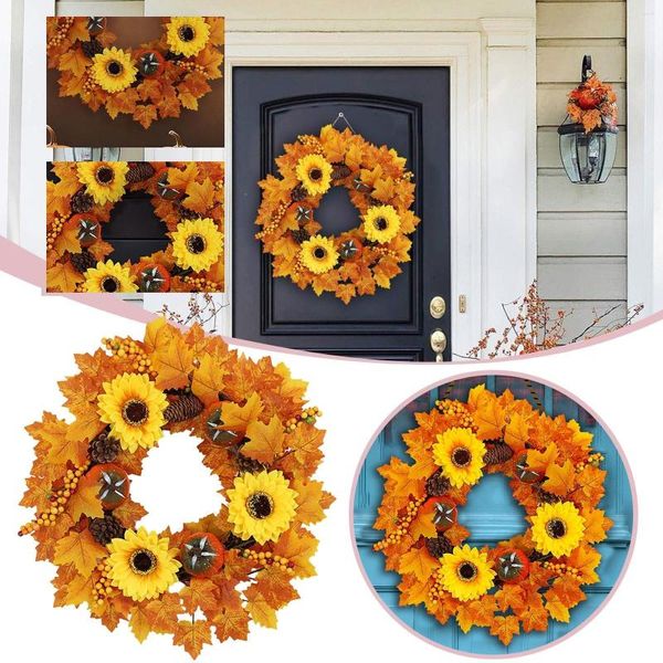 Fiori decorativi 2023 Vacanze Autunno Cesto di fiori Simulazione Festa del Ringraziamento Ghirlanda Zucca L5