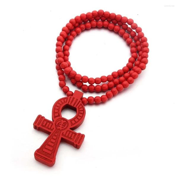 Collane con ciondolo 20 pezzi Vintage legno inciso Ankh egiziano modello collana di perline per donna uomo gioielli omosessuali regali amante