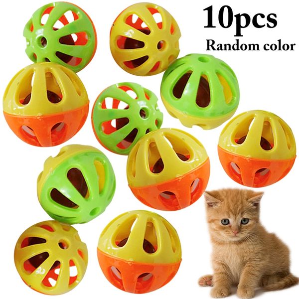 5 pçs/10 pçs Brinquedo para gato Cat Bell Ball Brinquedos interativos engraçados de plástico para gatos Jingle Ball Toy Acessórios para gatos Brinquedos para gatos gatinhos