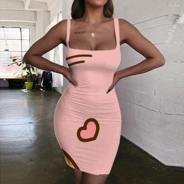 Günlük elbiseler giyu marka hayvan kadın köpek vestido seksi aşk yular kolsuz kemik sundress güzel bodycon elbise bayan giyim