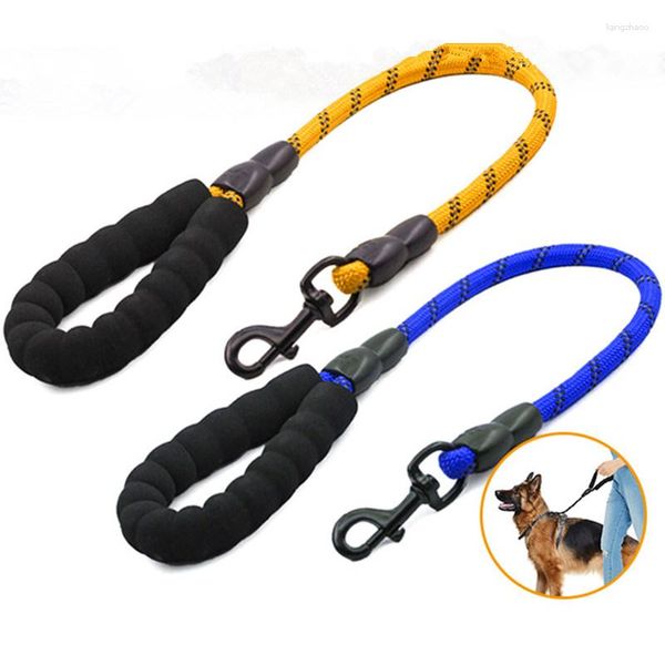 Coleiras de cachorro coleiras curtas reflexivas para cães andando confortável alça liga fivela corrente para animais de estimação cordas de náilon