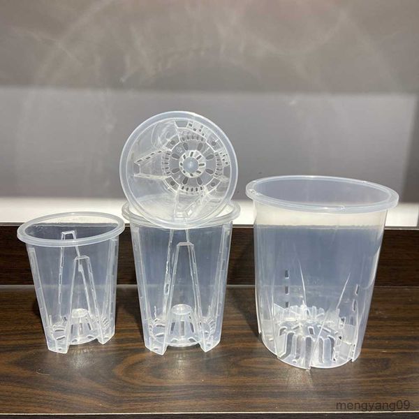 Vasos para plantadores 1 peça potes de orquídeas de plástico transparente com furos engrossados vaso de flores transparente suculentas recipiente de propagação de plantas pote de nutrição R230621