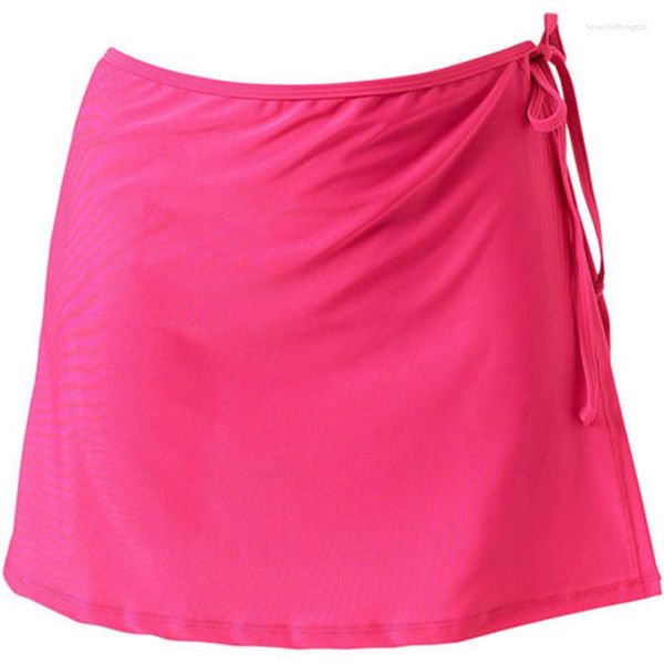 Roupa de banho feminina Verão Moda Feminina Praia Férias Biquíni Saia Cor Sólida com Cadarço Mini Cueca de Banho Feminina