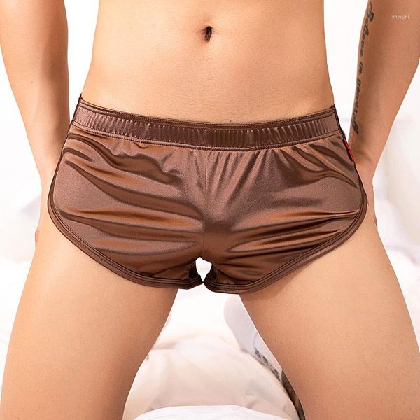 Herren-Nachtwäsche für Herren, sexy Pyjamas, Boxershorts, glatte Seide, Unterwäsche, Herren-Schlafhose, Homewear, Lounge, männliche Höschen, Boxer-Hose