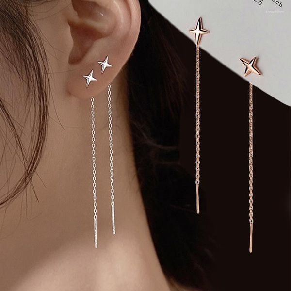 Orecchini pendenti coreano lungo filo nappa filo catena arrampicata croce stella perline pendenti goccia gioielli orecchini pendenti da donna