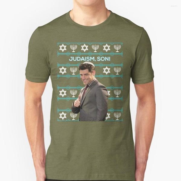 Camisetas masculinas Schmidt Ugly Sweater T-shirts Camisa de algodão puro com decote em O Homens Menina Hanukkah Judeu Judaísmo Judaico Filho