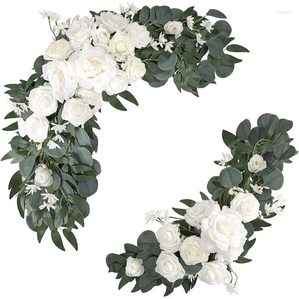 Fiori decorativi Segno di matrimonio Fiore Swag Simulazione Arco Festa Ricevimento Ingresso Benvenuto Decorazioni floreali artificiali Confezione da 2