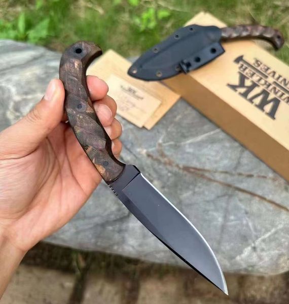 Promozione H2368 Coltello tattico di sopravvivenza all'aperto 80Crv2 Trattamento termico sottovuoto Drop Point Lama Full Tang Manico in acero indiano Coltelli a lama fissa con Kydex