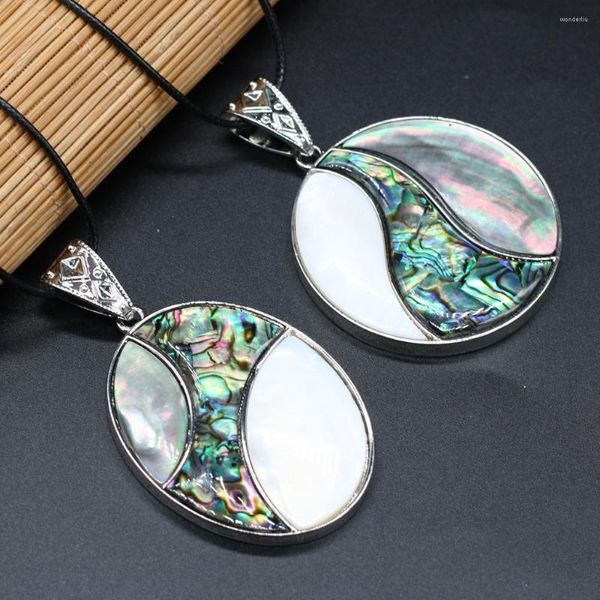 Pendentif Colliers Coquillage Naturel Ormeau Blanc Alliage Ovale Rond Épissage Collier Pour La Fabrication De Bijoux DIY Accessoire Charme Cadeau Fête