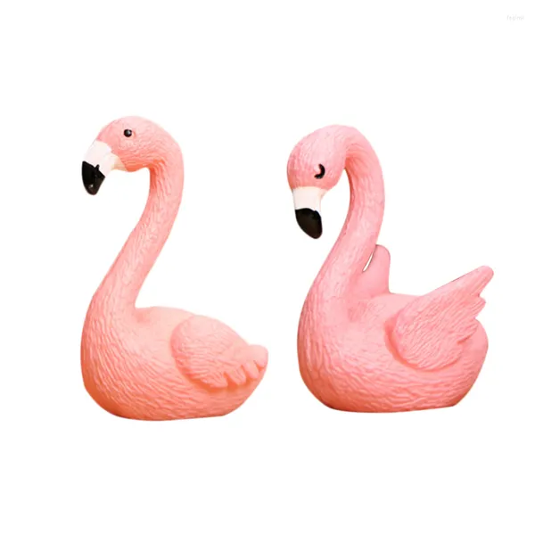 Decorações de jardim 8 peças estatueta de flamingo em miniatura mini resina animais estátua sala de jantar decoração de mesa