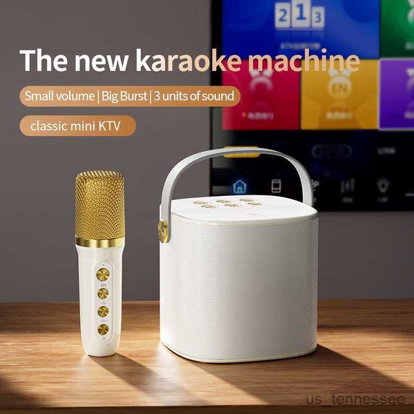 Mini altoparlanti Mini macchina per karaoke per famiglie Macchina per altoparlante per karaoke wireless ricaricabile Doppio corno Riduzione del rumore Attrezzatura per canto domestico R230621