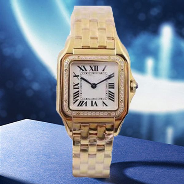 Designeruhr Uhren Damen Tank Vintage-Stil Reloj klassische quadratische Lünette Luxus Unisex zarte Damen Gold Tank AAA Uhr Orologio Lady