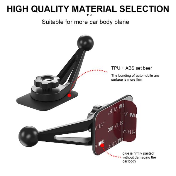 Suporte de cabeça esférica com base adesiva para celular DVR, câmera, painel de carro, área de trabalho, Cola 3M, adesivo, suporte, fixação, montagem