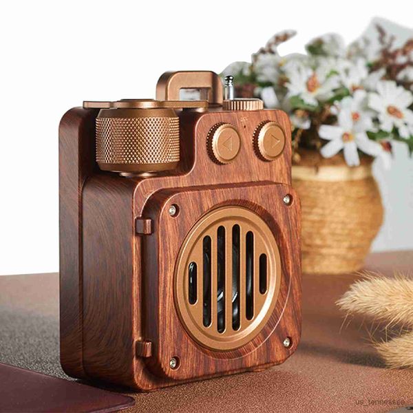 Mini-Lautsprecher, Holz, Retro-Radio, digitales Radio, digitales Internet-Radio, tragbares Radio, Mini-Wireless-Lautsprecher, altmodischer klassischer Stil, R230621