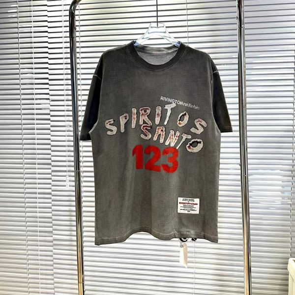 Mens Tshirts Rivington ROI REBIS 123 Мужчины Женская футболка Batilk Washed Distress Vintage Hip Hop High Street Качество качество негабаритного размера 230620