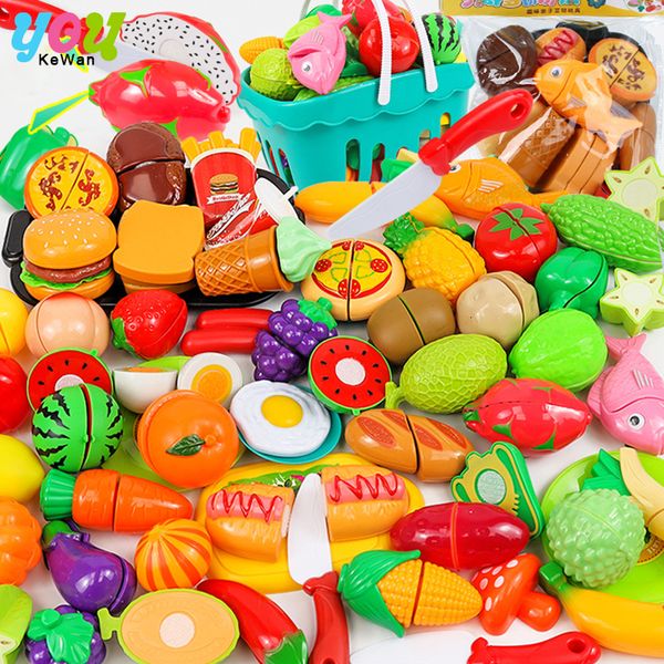 Kitchens Play Food 16-30PCS Kitchen Pretend Play Set Simulation Cutting Fruit Vegetable Burger Food Cooking Bambini Giocattoli educativi per bambine 230620