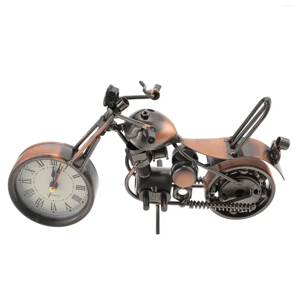 Relógios de parede Ornamento de relógio de motocicleta Adorno de ferro Elegante Retro Metal Decorativo Suporte de mesa Escritório Artesanato Country
