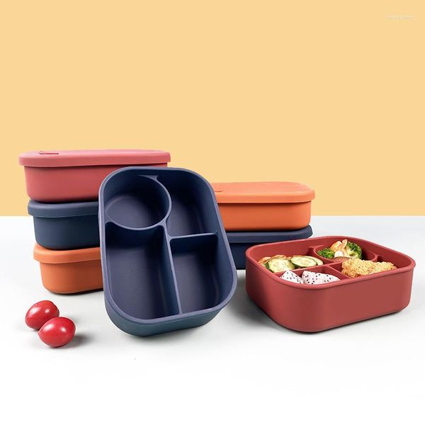 Set di stoviglie in silicone Lunch Box Forno a microonde Riscaldamento Conservazione Conservazione Split Sealed