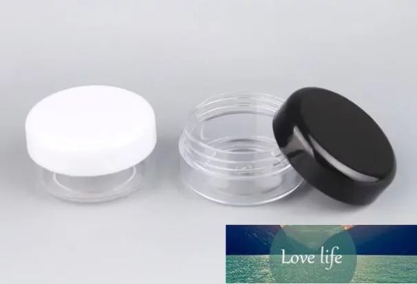 Contenitori per balsamo per labbra di qualità 3G / 3ML Barattoli cosmetici rotondi trasparenti con coperchi con tappo a vite bianco trasparente nero e piccola bottiglia da 3 g