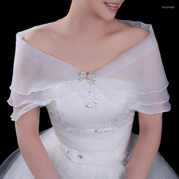 Sciarpe da sposa Scialle di garza da sposa con clip Bowknot Coprispalle in rete Bolero Lady Elegante