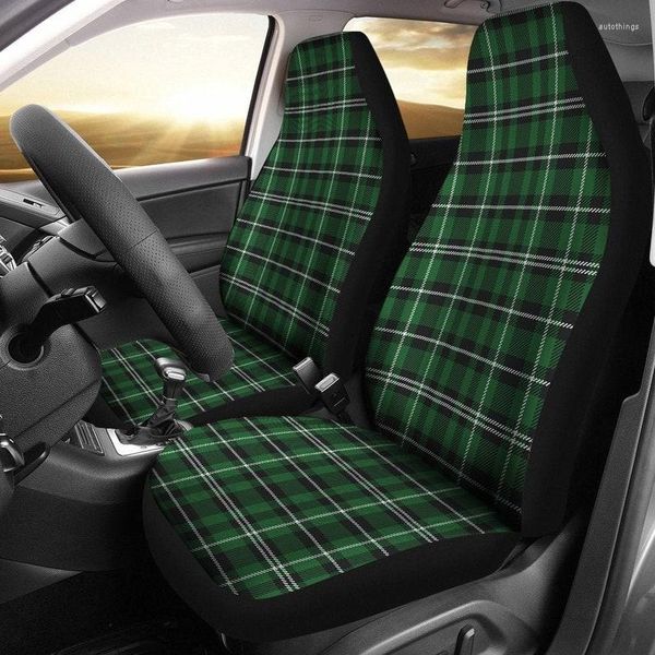 Coprisedili per auto Plaid verde e bianco Nero o SUV Protezioni per secchio anteriore universali