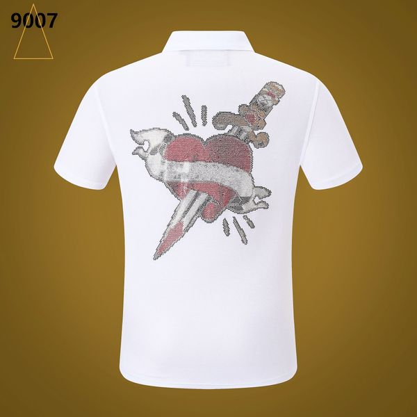 NOVA camisa polo masculina PP Summer Skull Diamond Phillip Plain manga curta Designer T Shirt Harajuku Tee Brand Skulls Print Tops Streetwear VS9007