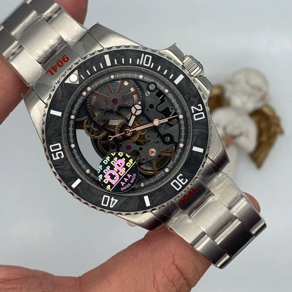 Nuovo modello Modello Scheletro Migliore Scheletro Diario Asia Muovo Meccanico Mens orologi da polso da uomo 44 mm Orologi da uomo trasparenti meccanici