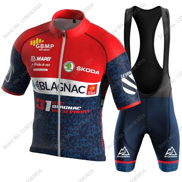 Conjuntos de Camisas de Ciclismo Blagnac Team Gsc Velo Conjunto de Roupas de Verão Masculino Manga Curta Corrida de Estrada Camisas Terno MTB 230620