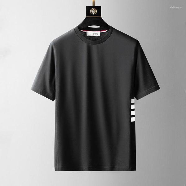 Männer T Shirts High-End-Marke Baumwolle T-shirt Für Männer der 2023 Sommer Trend Seite Streifen Sport Casual Lose kurzarm Luxus Top