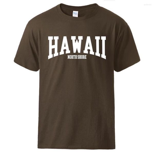 Мужские рубашки T Hawaii North Shore Print Print Tee Shirt Мужская удобная хлопковые мягкие футболки новинка мода Cool Streetwear Basic Vintage