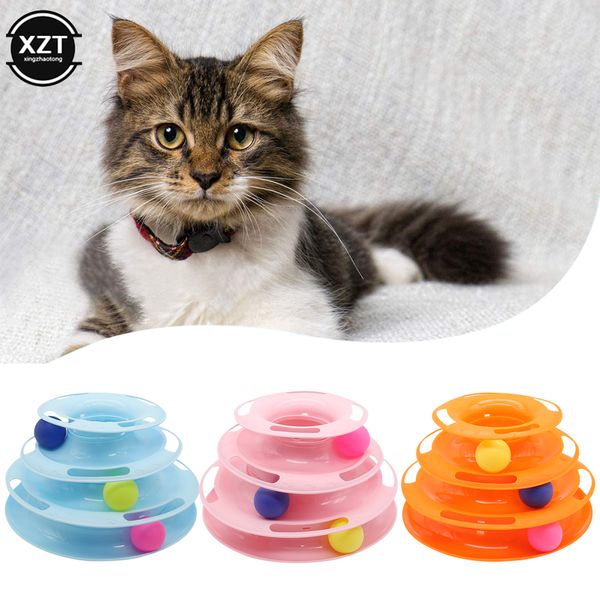 Pet Cat Dog Toy Tre livelli di addestramento Piastra di divertimento Kitten Tower Tracks Disc Cat Intelligence Divertimento Bicchieri a triplo disco