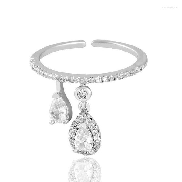 Alianças de casamento CAOSHI Fancy Lady Bands Moda Abertura Com Gota de Água Pingente de Cristal Design Requintado Acessórios Modernos Presente