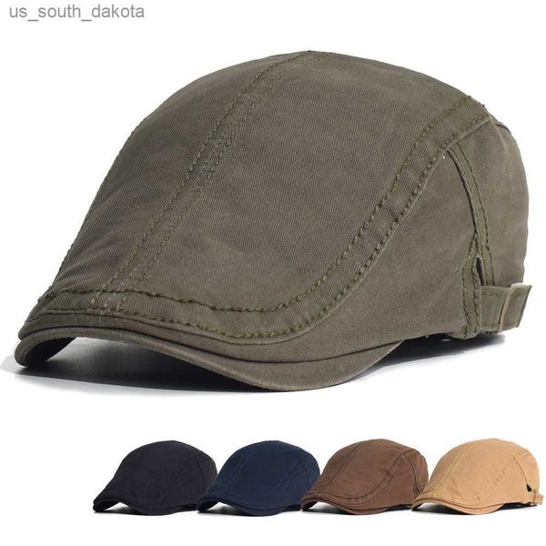 Cotton Newsboy Caps Uomo Solid Soft Casual Fashion Beret Hat Golf Driving Cabbie Hat Flat Ivy Cap Four Seasons L230523