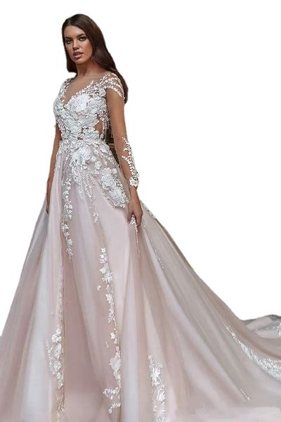 New Designer Top Quality ALine abiti da sposa Ball Gown splendidi e maniche lunghe con scollo a V abiti da sposa2777531