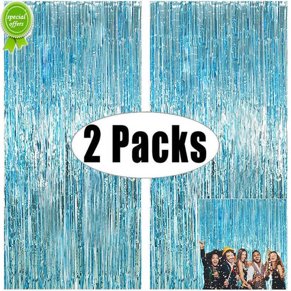 New 2Pack Metallic Foil Tinsel Fringe Curtain Wedding Mermaid Birthday Party Decoration Baby Shower Anniversary Photography Backdrop