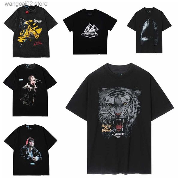 Herren T-Shirts Frog Drift 23SS Vintage Streetwear Oversize Rock Band Tier Grafik Tiger Charakter Print Sommer T-Shirt T-Shirt Tops für Männer T230621