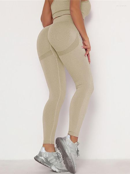 Calças ativas femininas sem costura leggings de treino push up para ioga leggins esportivas de cintura alta meia-calça fina Scrunch BuLeggings para meninas