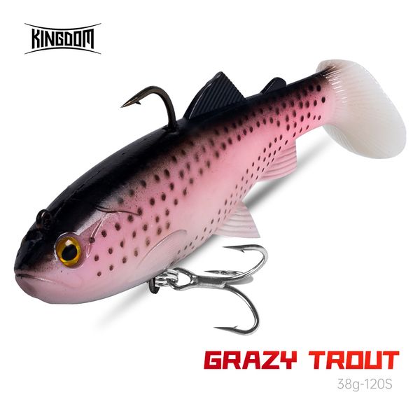 Baits Lures Kingdom Crazy Trout Soft Bait 120mm 38g Esche da pesca Jigging PVC Saltwater Swimbaits Sensitive T-tail Leurre Souple Lure Tackle 230621