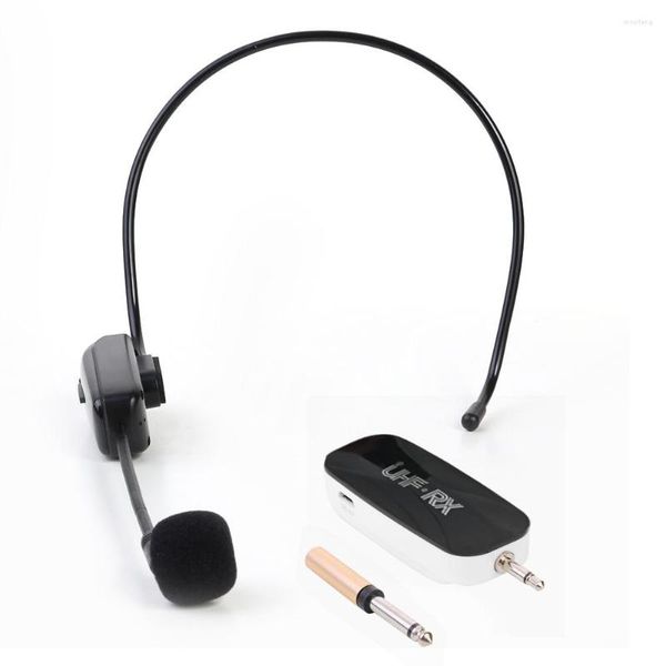 Microfones UHF Microfone sem fio Head-wear Mic System Receiver com adaptador de 3,5 a 6,35