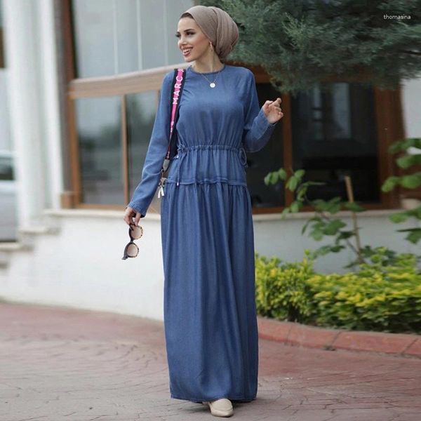 Roupas étnicas Abaya Vestido jeans Casual Árabe Saia longa Moda Muçulmano Feminino Mesquita Islâmica Oração do Ramadã Tamanho grande