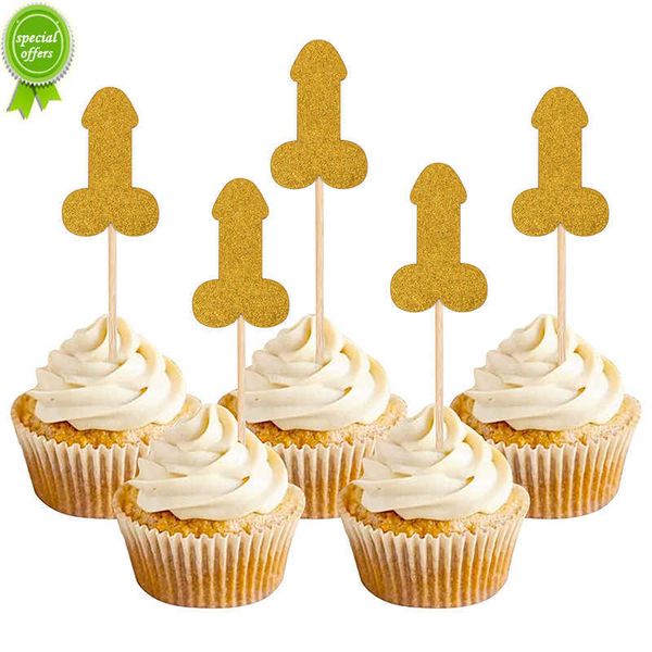 Yeni 10 adet penis şekil kek toppers tavuk gece bekarlığa veda partisi çıplak dick cupcake topper malzemeleri düğün gelin duş dekorasyonları