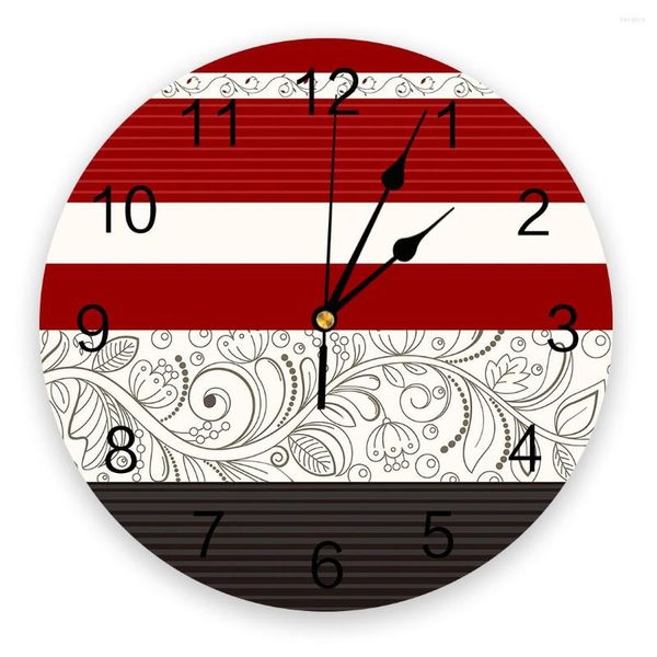 Orologi da parete Vintage Fiore Rosso Orologio 3D Design moderno Breve Soggiorno Decorazione Cucina Art Watch Home Decor