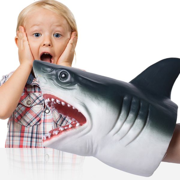 Fantoches Tubarão Realista Fantoche de Mão Plástico Macio Boca Deformação Livre Brinquedos para Crianças Jogos para Crianças Modelo de Tubarão Figura Brinquedo para Crianças Presentes 230621