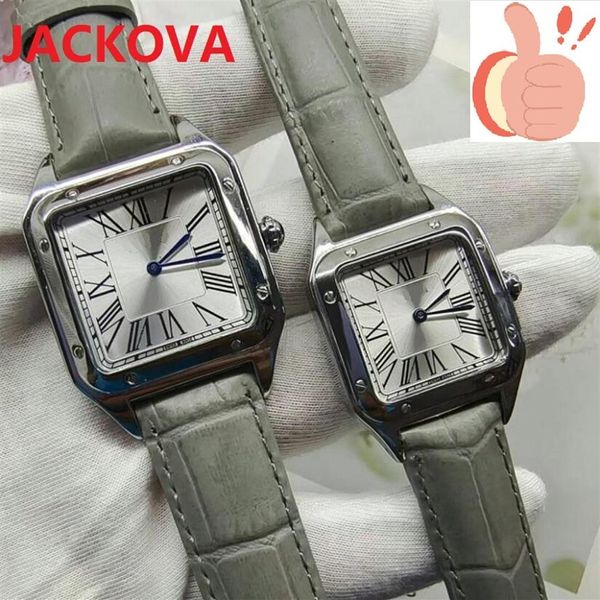 factory quality montre de luxe Square Roman Number Quartz Watches Red Pink Leather Men Women Watch Couples Classic Wristwatches re2957