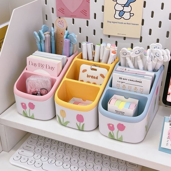 Portaoggetti Rack Ins Cute Kawaii Portapenne Organizzatore Kids Girl Student Office Desktop Fashion Scatola di cancelleria di grande capacità 230621