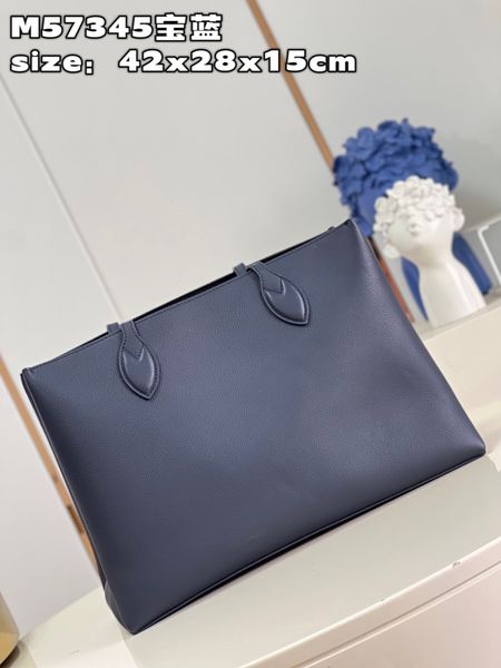 2023 Pedido original feminino de alto nível, a preciosa bolsa azul é feita de couro de bezerro granulado com uma aparência elegante, proporcionando ampla e grande capacidade