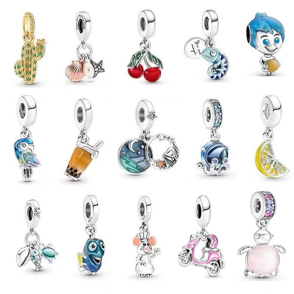 925 Sterling Silver Pandora New Fashion Women's Charm Beads Ocean Charm Shell Dolphin Mermaid Tail Blue Charm Adatto per bracciale Pandora originale